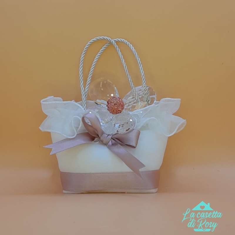borsetta bomboniera con farfalla in cristallo Swarovsky