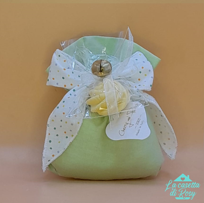 Compleanno sacchetto cotone con meringa 5 confetti