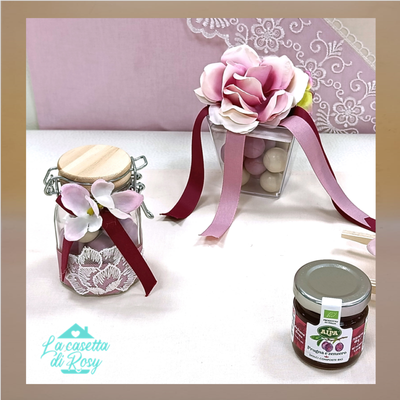Barattolo con tappo in legno bomboniera nozze