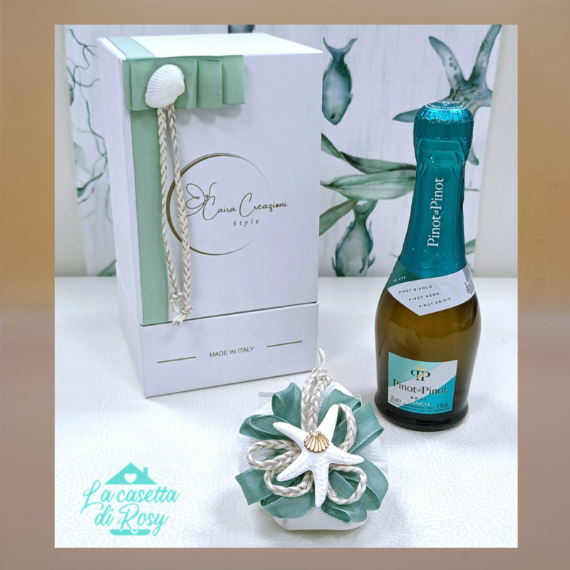 Bomboniera con spumante a tema marino