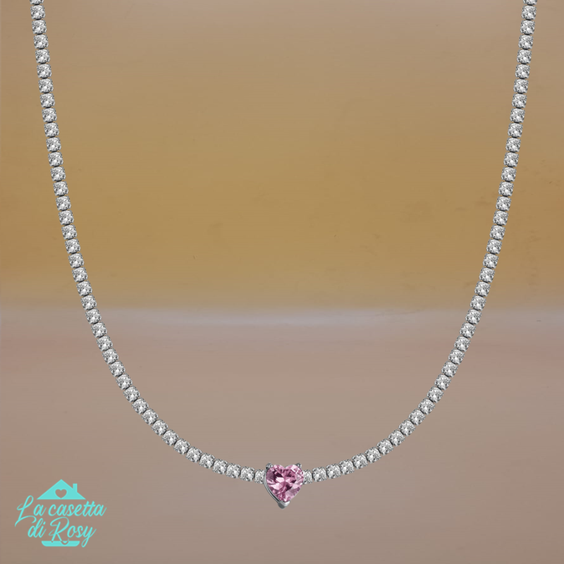 collana cuore rosa